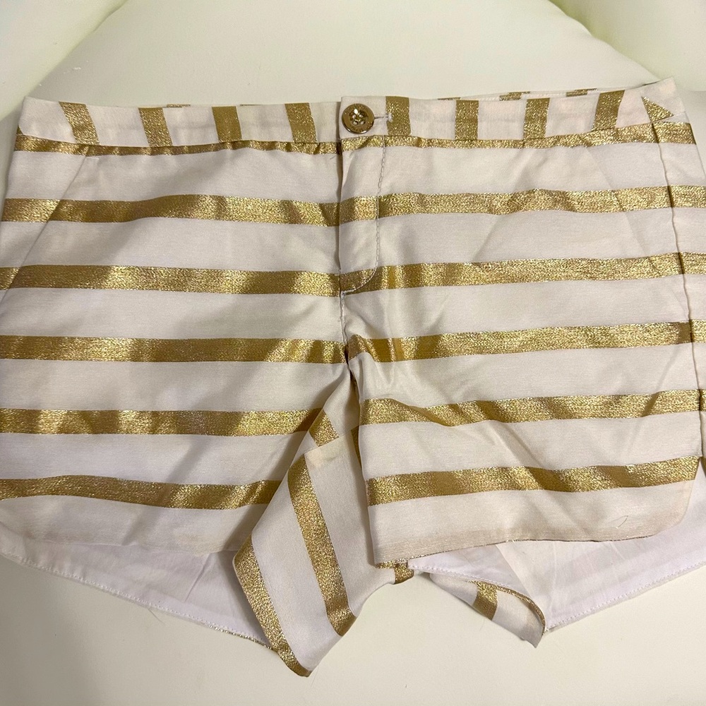 Lily Pulitzer cream and gold striped shorts
